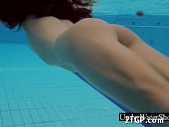 Russian teenaged Katy Soroka going away an underwatershow modish a albescent coiffe Cat: teen July 5, 2017